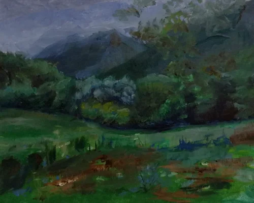 La montagna in estate, oil on panel, cm 25x30
