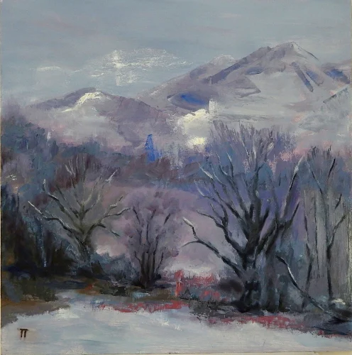 Neve, olio su pannello, cm 40x40