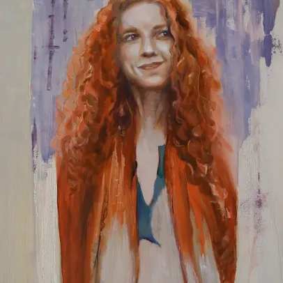Study in orange, olio su pannello, cm 75x45