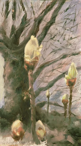 Chestnut Bud - olio su pannello - cm 20x35