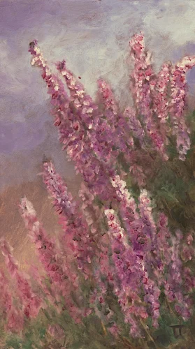 Heather- olio su pannello - cm 20x35