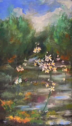 Water violet - olio su pannello - cm 20x35